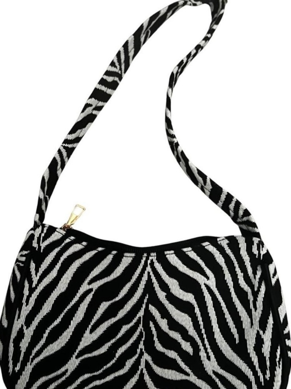 Zebra Print Shoulder Bag in Black & White